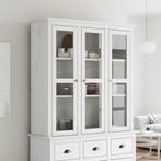vidaXL Kast met glazen deuren BODO massief grenenhout wit, 100 tot 150 cm, Verzenden, 100 tot 150 cm, Nieuw