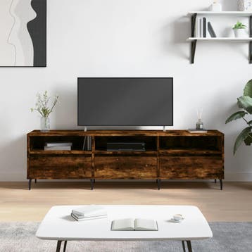 vidaXL Tv-meubel 150x30x44,5 cm bewerkt hout gerookt, 100 tot 150 cm, Verzenden, Nieuw, Minder dan 100 cm