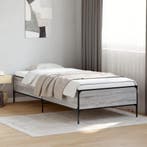 vidaXL Bedframe bewerkt hout en metaal grijs sonoma eiken, 100 cm, Eenpersoons, Verzenden, Nieuw
