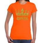 Oranje Koningdag Queen shirt met gouden glitters en kroon .., Ophalen of Verzenden, Nieuw