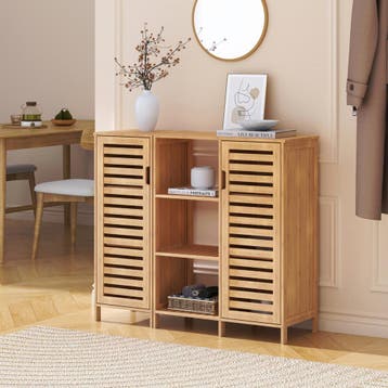 Dressoir Hakseri bamboe 87x99x33 cm naturel [en.casa], Verzenden, Nieuw