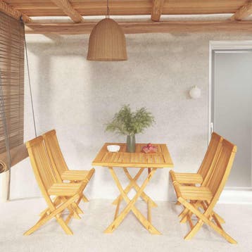 vidaXL 5-delige Tuinset massief teakhout, 4 zitplaatsen, Verzenden, Nieuw, Tuinset
