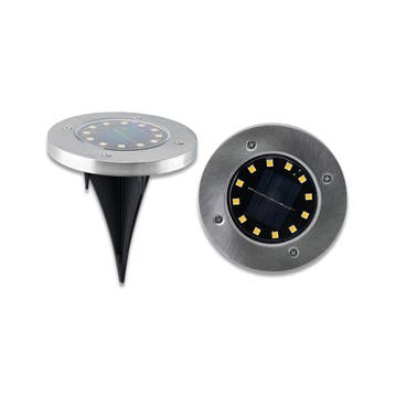 Ledisons Solar grondspot Saturn RVS set 2 stuks, Ophalen of Verzenden, Nieuw
