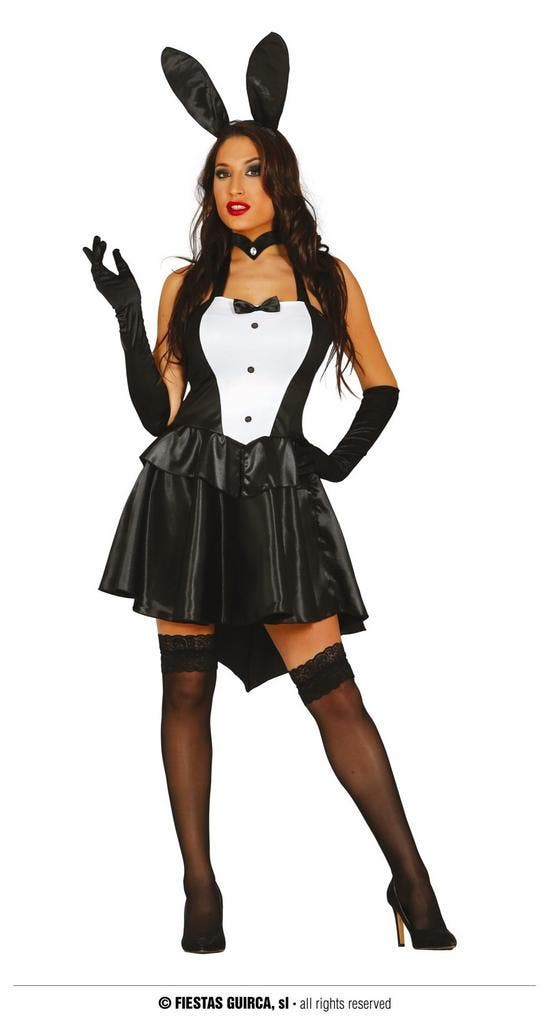 Sexy Bunny Kostuum Zwart/Wit, Kleding | Dames, Carnavalskleding en Feestkleding, Nieuw, Ophalen of Verzenden