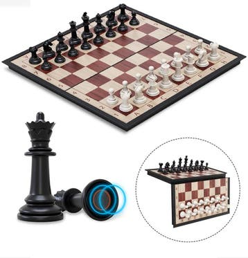 Woodley Magnetisch Schaakbord - Schaakspel met schaakstukken, Ophalen of Verzenden, Gebruikt