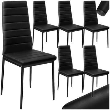 Eetkamerstoelen, kunstleer - zwart, Set van 6, Huis en Inrichting, Stoelen, Verzenden, Nieuw