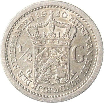 Nederland. Wilhelmina. 1/2 Gulden 1910 (Zonder minimumprijs)