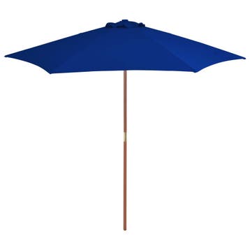 vidaXL Parasol met houten paal 270 cm blauw, Verzenden, Nieuw, Minder dan 1 meter