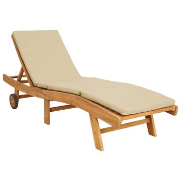 vidaXL Ligstoel Bruin en beige Polyester, Verzenden, Nieuw