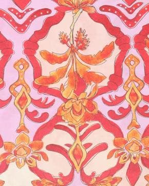 Viscose/Polyester Floral Oranje, Nieuw, Oranje