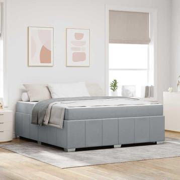 vidaXL Bedframe met matras Lichtgrijs 180 x 200 cm Stof, Verzenden, Nieuw, Grijs, Stof