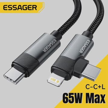 Essager 2-in-1 Hoek Kabel: PD 65W Snelladen & Data | USB-C &, Verzenden, Nieuw