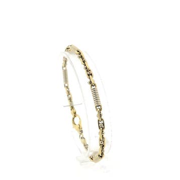 Bicolor gouden Monte Carlo schakelarmband, Ophalen of Verzenden, Gebruikt, Goud, Goud