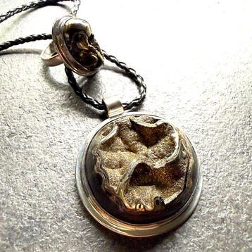 Set ketting en ring in sterlingzilver, 54,3 - Fossiele
