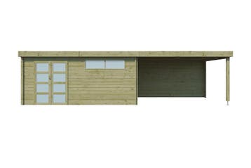Woodlands Blokhut Modern met Overkapping Geïmpregneerd 905 x, Nieuw