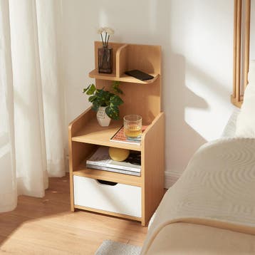 Nachtkastje Bordkak met opbergrek 75x35x30 cm eikenkleurig e, Verzenden, Nieuw