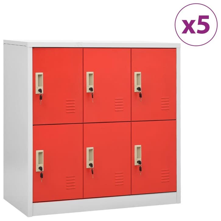 vidaXL Lockerkasten 5 st 90x45x92,5 cm staal lichtgrijs en, Huis en Inrichting, Kasten | Lockerkasten, Nieuw, Verzenden
