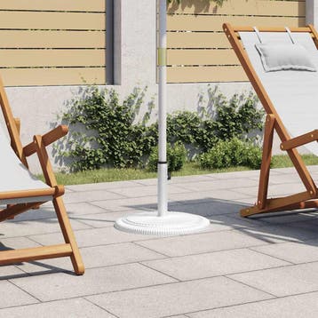 vidaXL Parasolvoet 45x45x30 cm gietijzer wit, Verzenden, Nieuw, Parasolvoet