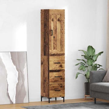 vidaXL Highboard Oud Hout 34,5 x 34 x 180 cm Bewerkt hout, Minder dan 50 cm, Verzenden, Nieuw, Minder dan 100 cm