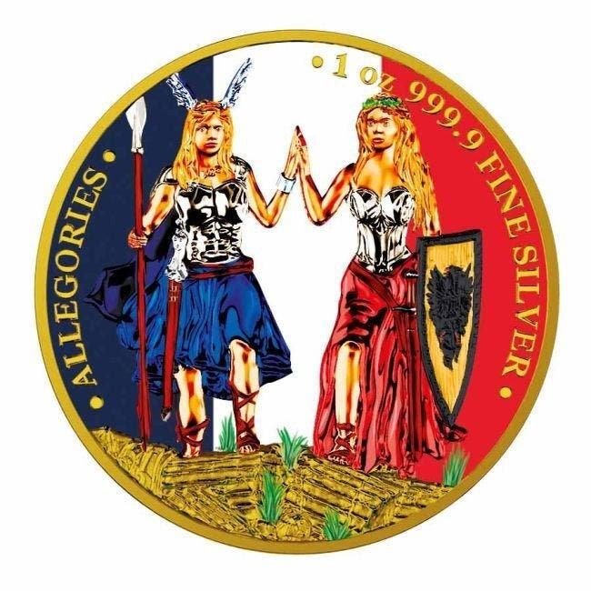 Duitsland. 5 Mark 2023 1 oz 5 Mark Allegories Galia Germania, Postzegels en Munten, Edelmetalen en Baren