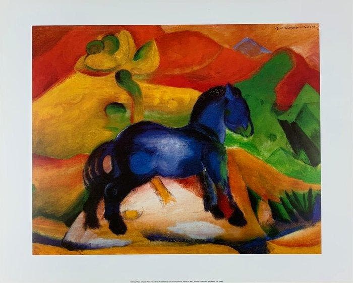 Franz Marc (1880-1916) - Little Blue Horse, 1913 - Artprint, Antiek en Kunst, Kunst | Tekeningen en Foto's