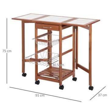 Opvouwbare Keukentrolley met Lade en Keramisch Blad 91×75, Verzenden, Nieuw
