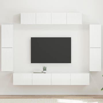 vidaXL TV-kast 8 st Hoogglans wit, Minder dan 50 cm, Verzenden, Nieuw, Minder dan 100 cm