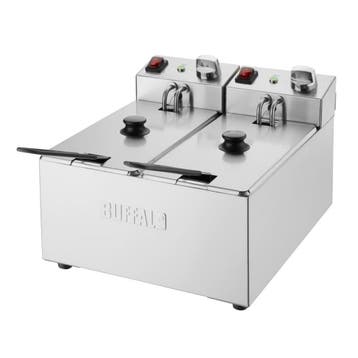 Buffalo Dubbel Tank Dubbele Mand 2X3Ltr Aanrecht Friteuse, Verzenden, Nieuw in verpakking