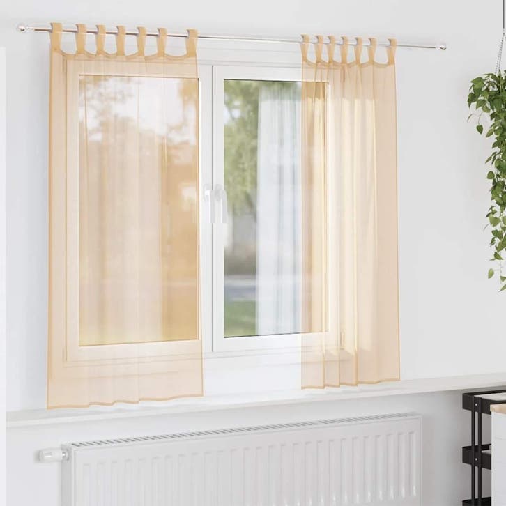 vidaXL Gordijnen met lussen 2 st zand 140x175 cm zand, Huis en Inrichting, Stoffering | Gordijnen en Lamellen, Bruin, Nieuw, Verzenden