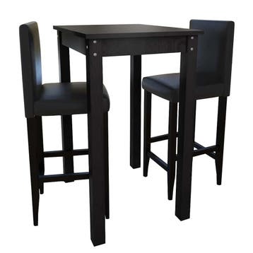 vidaXL Bartafel met 2 barkrukken zwart, Verzenden, Nieuw