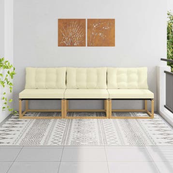 vidaXL Buiten Midden Sofa Massief Acaciahout Wit, Verzenden, Nieuw