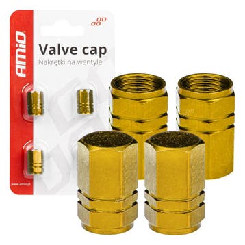 Aluminium ventieldopje geel 4 stuks AMIO-03633, Auto-onderdelen, Verzenden, Nieuw