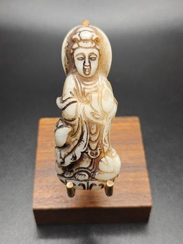 Oud Serpentijn Groep Guanyin Avalokiteshvara amulet -