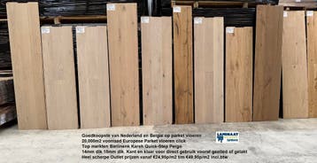 Lamel Parket Klik Natuur Eik 14mm 100 X Kleur v.a €24,95m2, Parket, 75 m² of meer, Crème, Lamel Parket click vloeren 