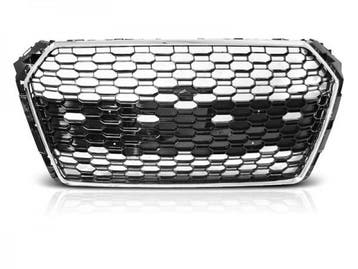 Grill Audi A4 B9 2015-2019 RS4 Look Glans Chroom/Zwart PDC, Ophalen of Verzenden, Nieuw