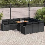 vidaXL 11-delige Loungeset met kussens poly rattan zwart, Verzenden, Nieuw, Rotan, Loungeset