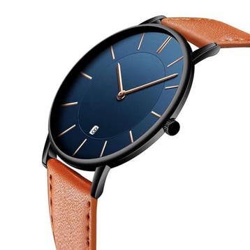 Tyme Oslo Heren Horloge 39.5mm - Blauw Bruin - Horloges voor, Ophalen of Verzenden, Nieuw
