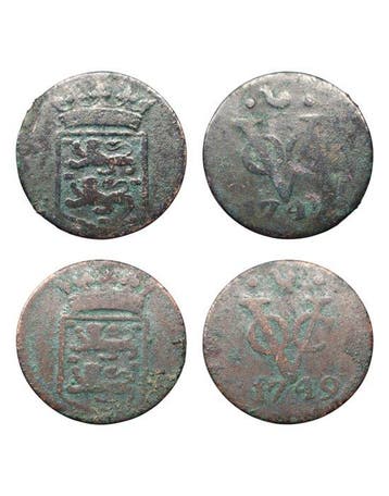 Nederlands-Indië. Duit 1747, 1749, West Friesland Hoorn,