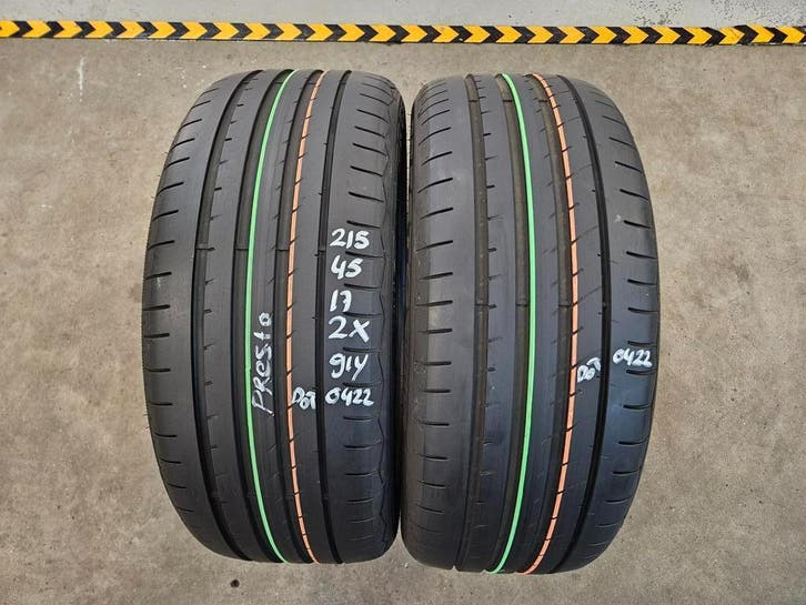 215/45/17 91Y PRESTO ZOMERBANDEN 6,8MM PROFIEL DEMO 2X, Auto-onderdelen, Banden en Velgen, 17 inch, Erkend duurzaam, Zomerbanden