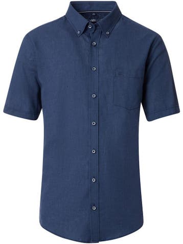 Casa Moda Casual Overhemd Korte Mouw Linnenmix 954457100-101, Verzenden, Nieuw, Blauw
