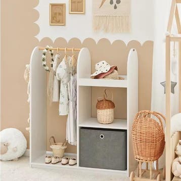 Kinderkast 97×108×35 cm – met stoffen lade en 3 haken wit, Verzenden, Nieuw