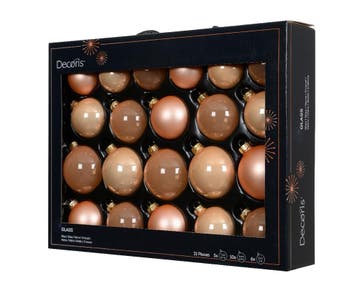 Kerstballen Glas Peach Pearl 7 cm Set van 21, Ophalen of Verzenden, Nieuw