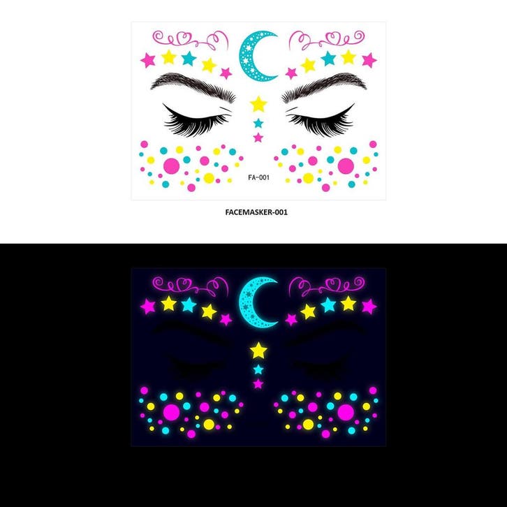Gezicht Sticker Glow in the Dark FA-001, Kleding | Heren, Carnavalskleding en Feestkleding, Nieuw, Ophalen of Verzenden