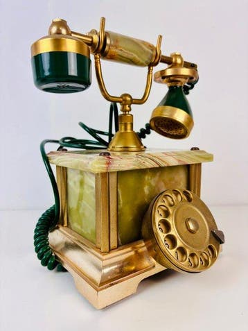 Analoge telefoon - Vintage draaischijftelefoon van onyx en, Antiek en Kunst