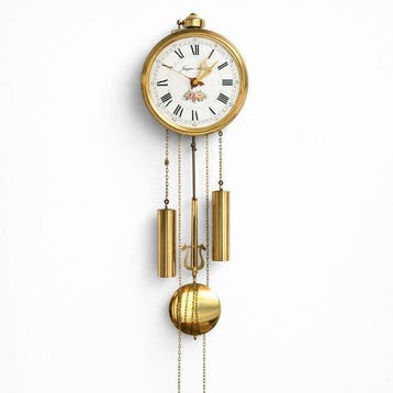 Wandklok - Franz Hermle - Antiek Messing, Hout - 1960-1970
