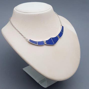 Zilver, Art Deco, Lapis Lazuli - Halsketting, Antiek en Kunst