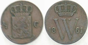 1/2 Cent 1861 Nederland-koenigreich Willem Iii, 1849-1890, Verzenden