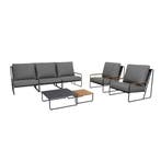 Portofino Loungeset Antraciet Teak Aluminium - 7-delige set, Tuin en Terras, Verzenden, Nieuw, Hout