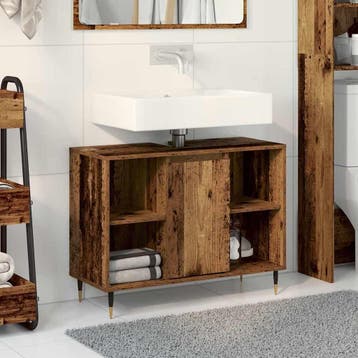 vidaXL Badkamer Kast Oud Hout 80 x 33 x 60 cm Bewerkt hout, Huis en Inrichting, Tafels | Kaptafels, Verzenden, Nieuw