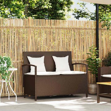 vidaXL Tuinbank met kussen poly rattan bruin, Verzenden, Nieuw